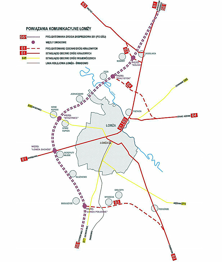 Planowana obwodnica Łomży w ciągu drogi ekspresowej S61 (Via Baltica)
