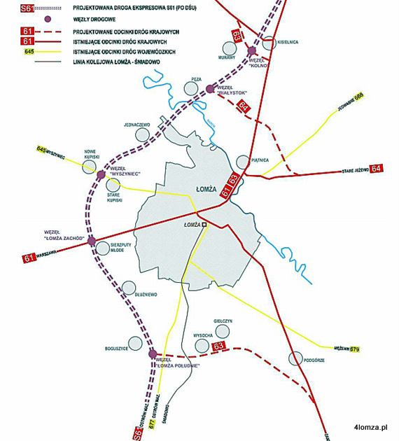Planowana obwodnica Łomży w ciągu drogi ekspresowej S-61 Via Baltica