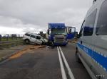 Foto: Po wypadku zablokowana droga Łomża - Ostrów Maz...