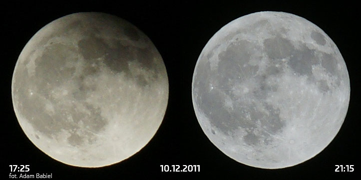 Końcowa faza zaćmienia Księżyca i Księżyc w pełni - Łomża 10.12.2011 fot. Adam Babiel