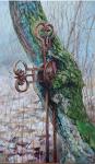 " TU MIESZKALI MENNONICI 1999 " czyli okolice wsi Morgi obok Nowego nad Wisłą październik 2009 akryl 100x60