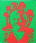 " LINIA ŚLADEM MYŚLENIA" --"Mam typowo płaszczyznowe spojrzenie , przede wszystkim widzę jednym okiem, a nie dwoma." A&B 5/2009
akryl 50x60 październik 2009