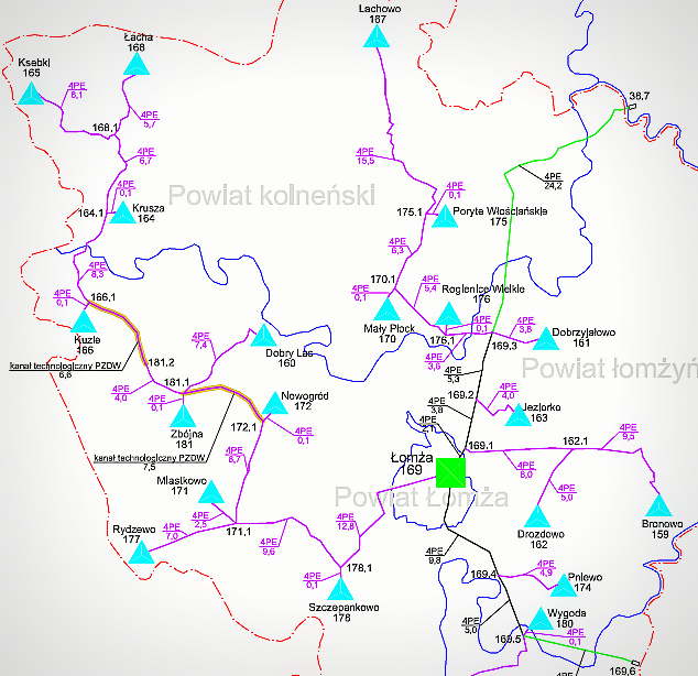 Lokalizacja węzłów dystrybucyjnych w rejonie Łomży