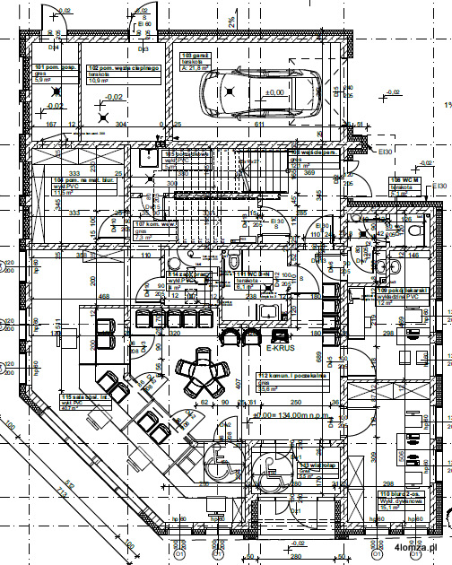 Plan parteru budynku KRUS w Łomży
