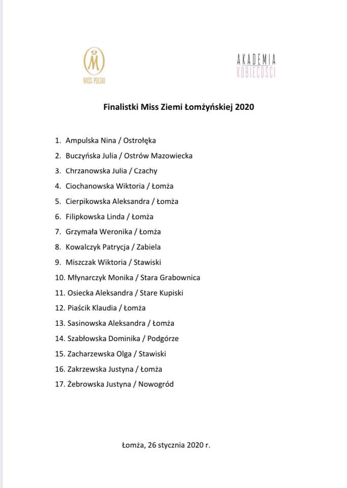 finalistki Miss Ziemi Łomżyńskiej 2020