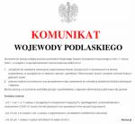 Foto: Komunikat Wojewody Podlaskiego w związku z rozp...