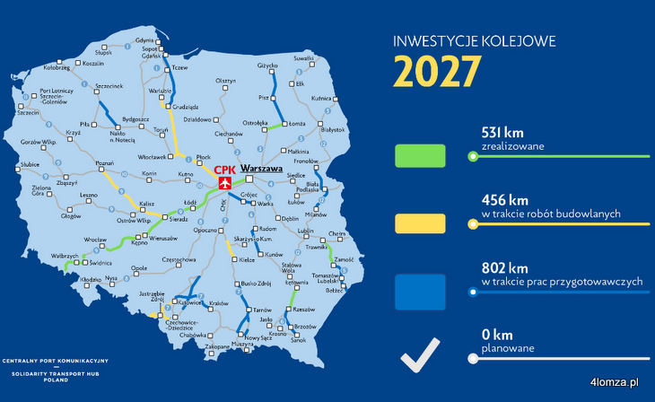 Linia kolejowa CPK z Ostrołęki do Łomży miałaby zostać zbudowana w latach 2023 – 2027